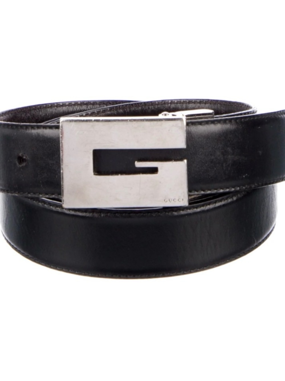 Gucci Black Leather Woman's  Belt with Silver G Buckle